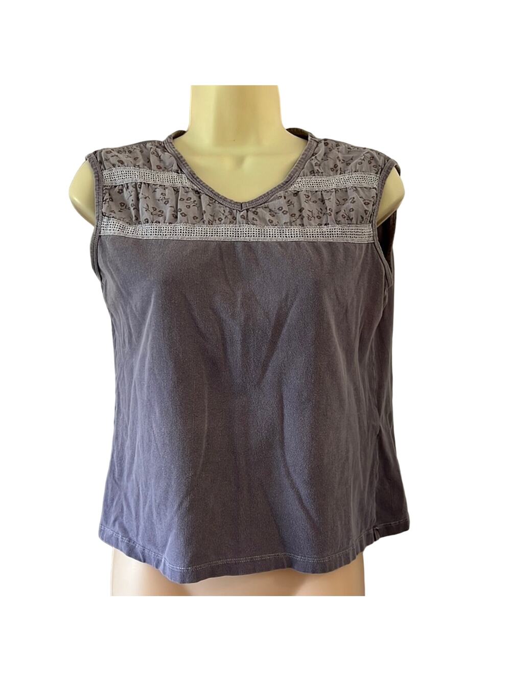 Classic Blues Vintage V-Neck Sleeveless Knit Top Y2K Woman Size Small